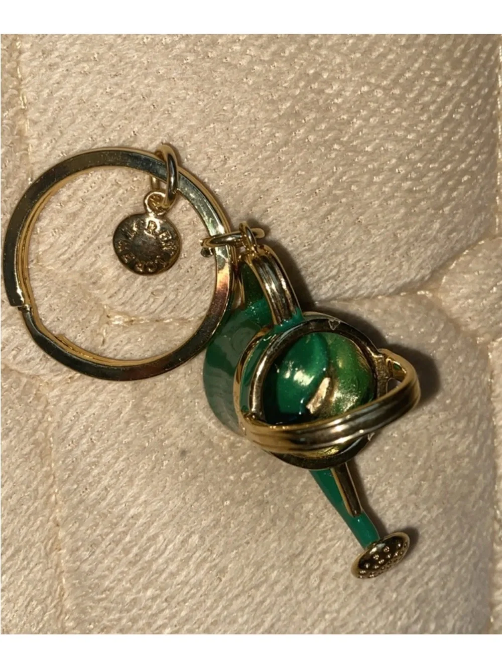 J. Crew RARE Flower Watering Can Keychain Green Gold Color‎